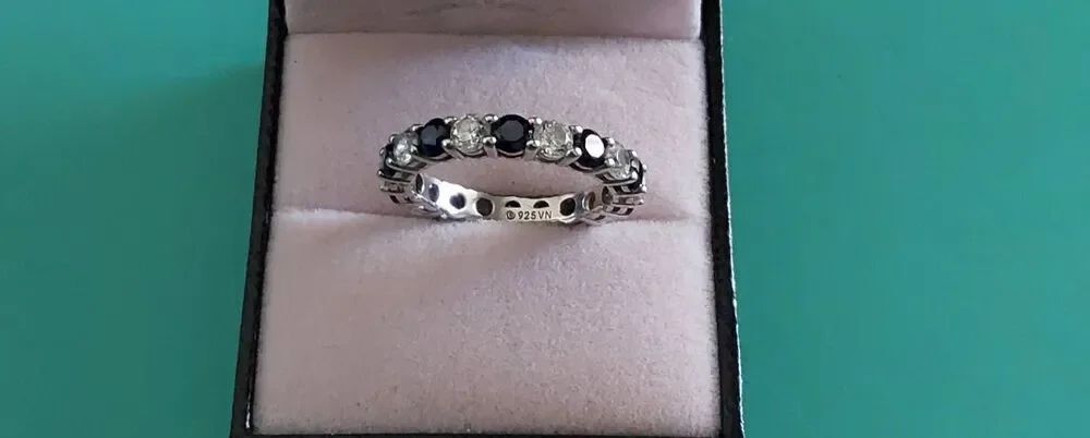 Stunning 3 Ct. Round Blue & White Sapphire Gemstone Eternity Band Ring Sz 8